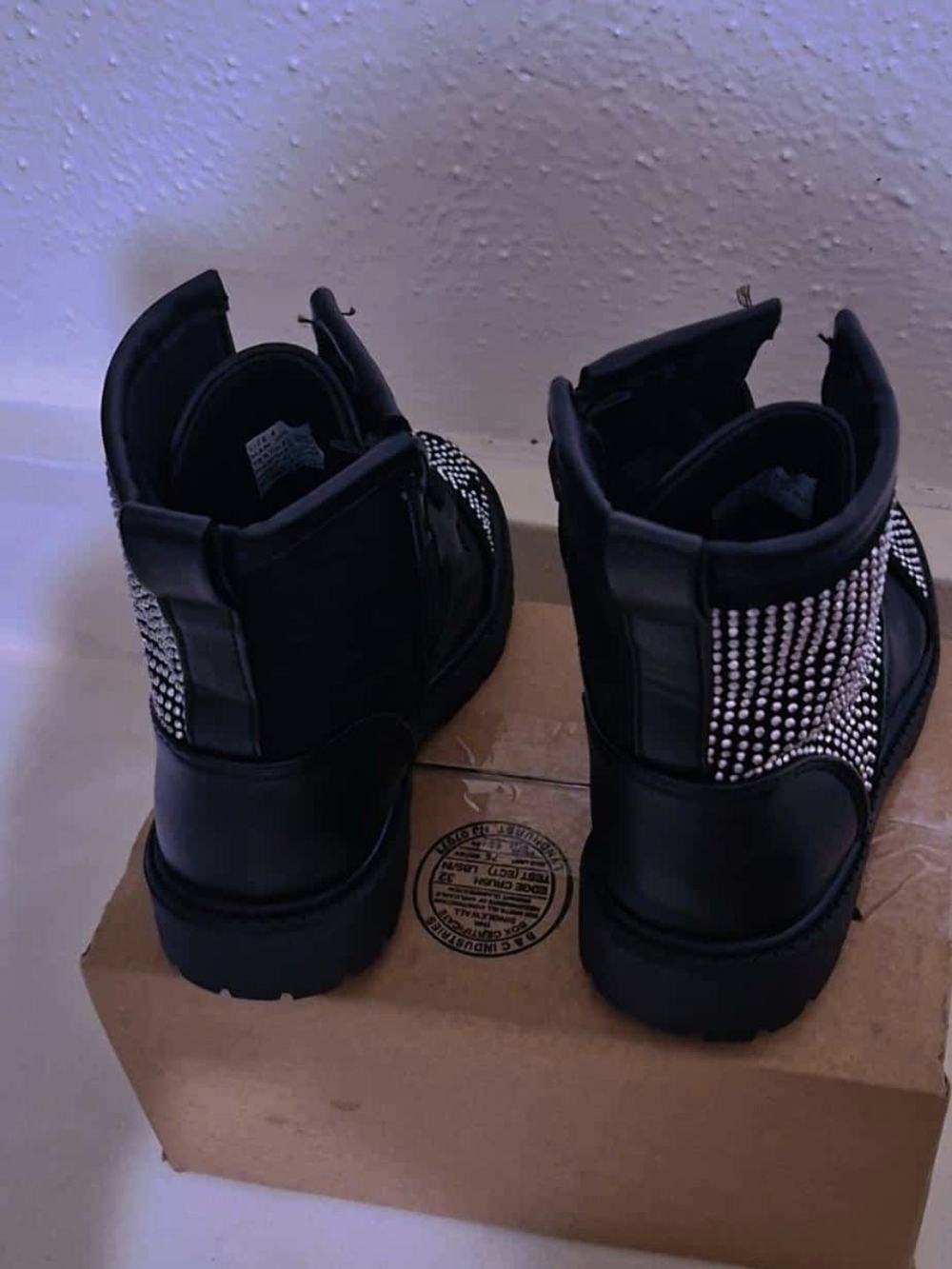 Bebe Kids Black Embellished Lace-Up Boots - Picture 2 of 3